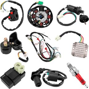 Complete Wiring Harness Kit, Powersports Wiring Harnesses Kit, Gy6 150cc Wiring Harness, 150cc ATV Wiring Harness Kit for ATV Quad 4 Four Wheelers 150CC 200CC 250CC Go Kart Wiring Harness