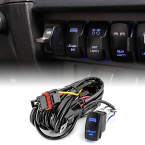 WeiSen 180W Plug & Play Side Lights Wiring Harness Kit with Pulse Power Bar Plug Connector Relay Fuse, 16AWG 2 Lead 12V On Off Rocker Switch Compatible with Polaris RZR General Ranger Pulse Bus bar