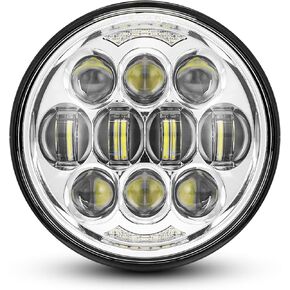 DOT Approved 80W 5-3/4" 5.75" Round LED Projection Headlight Compatible with Dyna Street Bob Super Wide Glide Low Rider Night Rod Train Softail Deuce Custom Sportster Iron 883,Black