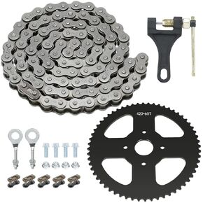 420 Chain with 60 Tooth Sprocket 40mm Bore for Mini Bike Coleman CT200U CT200U-EX BT200X Baja Warrior Trailmaster MB165 MB200 Axis M200 Predator 212 196cc 200cc Parts Rear Drive Chain 90 Links