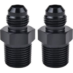 EVIL ENERGY 6AN Male Flare to 1/4" NPT Pipe Fitting Adapter Aluminum Straight Black 2PCS