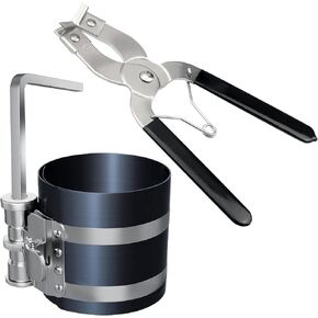 Piston Ring Compressor with Piston Installer Plier,Car Engine Compress Piston Ring Removal Installer Kit, Adjustable Size 2 Inch to 7 Inch Diamete