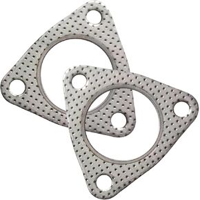 NTNEV 2 PCS Car Exhaust Pipe Gasket, 2.48" 3-Bolt Exhaust Flange Gasket with High Sealing, Modification Replacement Accessories, Suitable for Most Cars (Silver)