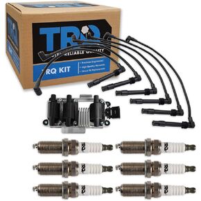 TRQ Ignition Kit Ignition Coil Spark Plugs Spark Plugs Wire Set Compatible with 1998-2002 Volkswagen Passat