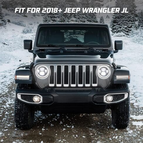 مصابيح أمامية LED مستديرة 9 بوصة من Kiwi Master Halo DRL لسيارة Jeep Gladiator JT 2018-2024 Jeep Wrangler JL/4xe ملحقات المصباح الأمامي مع أضواء الجري النهارية in Kuwait