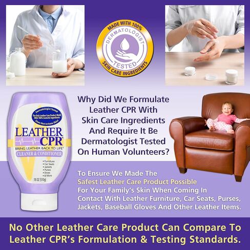 Leather CPR 2-in-1 Leather Cleaner and Conditioner - Leather Cream Cleaner for Couches, Furniture, Purses, Handbags, Shoes, Boots, & Car Interiors - Clean, Condition & Restore Leather Products - 18oz in Saudi Arabia