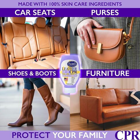 Leather CPR 2-in-1 Leather Cleaner and Conditioner - Leather Cream Cleaner for Couches, Furniture, Purses, Handbags, Shoes, Boots, & Car Interiors - Clean, Condition & Restore Leather Products - 18oz in Saudi Arabia