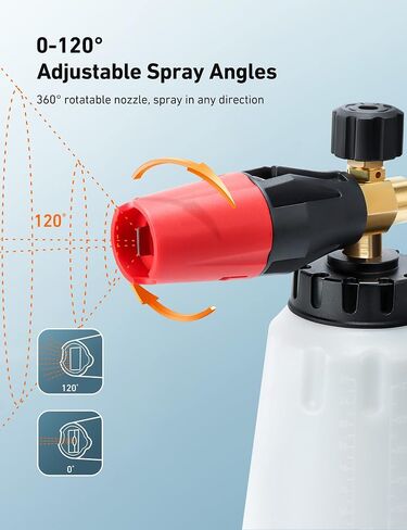 AstroAI Foam Cannon, Heavy Duty Car Foam Blaster Wide Neck Adjustable Snow Foam Lance and Thick Foam for Pressure Washer with 1/4" Quick Connector,1L Bottle & 5 Nozzles in Saudi Arabia