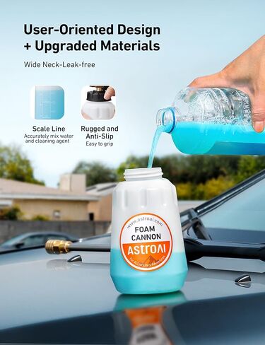 AstroAI Foam Cannon, Heavy Duty Car Foam Blaster Wide Neck Adjustable Snow Foam Lance and Thick Foam for Pressure Washer with 1/4" Quick Connector,1L Bottle & 5 Nozzles in Saudi Arabia