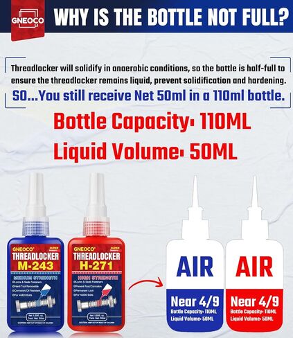 ThreadLocker Blue, Thread Lock Medium Strength Lock Tight for Nuts, Bolts, Fasteners and Metals, Anaerobic Curing Metal Glue to Prevent Loosening and Corrosion (M243-50ml) in Saudi Arabia