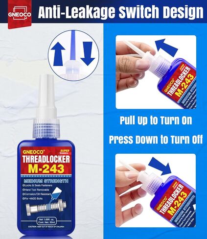 ThreadLocker Blue, Thread Lock Medium Strength Lock Tight for Nuts, Bolts, Fasteners and Metals, Anaerobic Curing Metal Glue to Prevent Loosening and Corrosion (M243-50ml) in Saudi Arabia