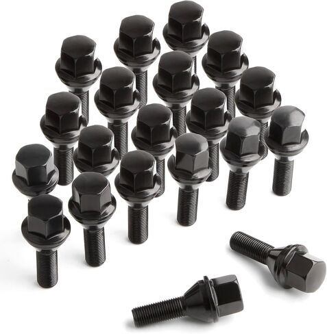 Jiiinmiiin M12x1.25 ONE-Piece Design Conical Seat Wheel Lug Bolts 20pcs ET Black Studs Set Shank Length 28mm, 19mm Hex Compatible with 2015-2022 Je/ep Renegade, 2018-2022 Compass, 2014-2022 Cherokee in Kuwait