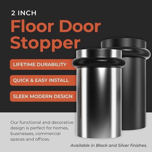 NYCO - Floor Door Stopper 1.5" Satin Brass Door Stop - Classy Solid Steel Modern Heavy Duty Door Stoppers - Floor Mount Anchor Screw - Wall Protector for Commercial Door, Home Doorstop, Interior in Saudi Arabia
