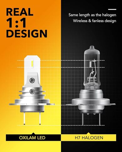 مصابيح LED OXILAM H7 أكثر سطوعًا بنسبة 400%، 6500K أبيض بارد 8 شرائح LED لا توجد بقعة داكنة، مقاس 1:1 لا يتطلب محول، استبدال مصابيح الضباب الخفيفة الأمامية الكل في واحد، حزمة من 2 in Kuwait