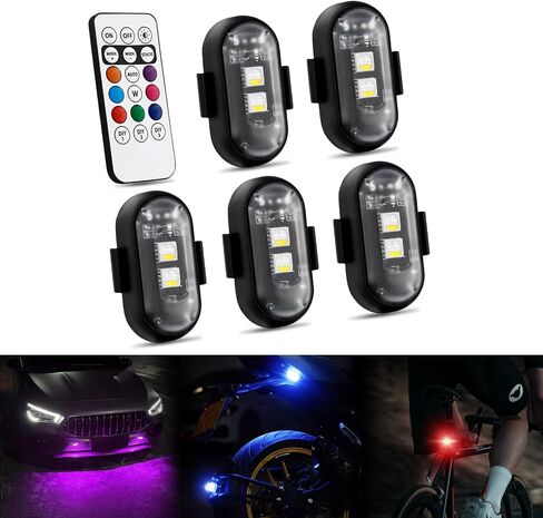 1797 Wireless LED Strobe Lights with Remote Control 8 Colors Anti-Collision Emergency Warning Flashing RGB Mini Light for Cars Trucks Motorcycles Bikes USB Rechargeable 6PCS in Saudi Arabia
