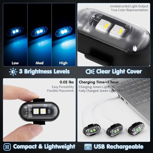 1797 Wireless LED Strobe Lights with Remote Control 8 Colors Anti-Collision Emergency Warning Flashing RGB Mini Light for Cars Trucks Motorcycles Bikes USB Rechargeable 6PCS in Saudi Arabia