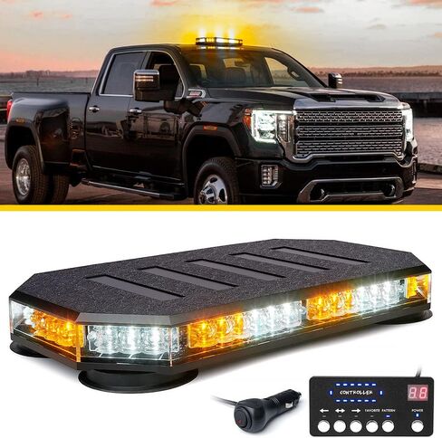 LUMENIX 42 LED Roof Top Strobe Beacon Light Bar Hazard Warning Emergency Flashing Plow Lights with Controller for Construction Vehicles Tow Trucks Postal Cars Snowplow Amber White (Patent Design) in Saudi Arabia