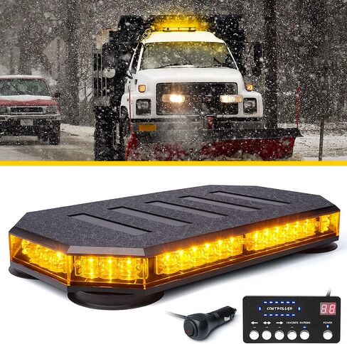 LUMENIX 42 LED Roof Top Strobe Beacon Light Bar Hazard Warning Emergency Flashing Plow Lights with Controller for Construction Vehicles Tow Trucks Postal Cars Snowplow Amber White (Patent Design) in Saudi Arabia