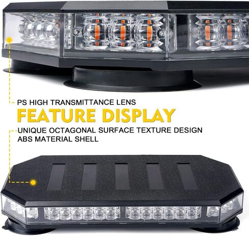 LUMENIX 42 LED Roof Top Strobe Beacon Light Bar Hazard Warning Emergency Flashing Plow Lights with Controller for Construction Vehicles Tow Trucks Postal Cars Snowplow Amber White (Patent Design) in Saudi Arabia