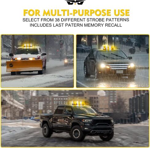 LUMENIX 42 LED Roof Top Strobe Beacon Light Bar Hazard Warning Emergency Flashing Plow Lights with Controller for Construction Vehicles Tow Trucks Postal Cars Snowplow Amber White (Patent Design) in Saudi Arabia