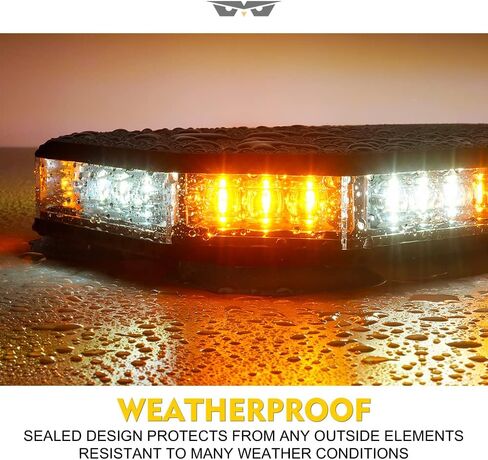 LUMENIX 42 LED Roof Top Strobe Beacon Light Bar Hazard Warning Emergency Flashing Plow Lights with Controller for Construction Vehicles Tow Trucks Postal Cars Snowplow Amber White (Patent Design) in Saudi Arabia
