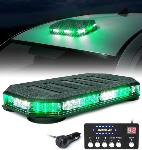 LUMENIX 42 LED Roof Top Strobe Beacon Light Bar Hazard Warning Emergency Flashing Plow Lights with Controller for Construction Vehicles Tow Trucks Postal Cars Snowplow Amber White (Patent Design) in Saudi Arabia