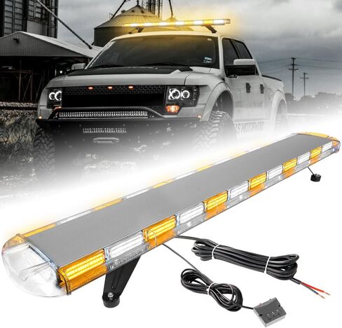ASPL 53 inch 260 LED Low Profile Rooftop Strobe Lights Bar High Intensity Emergency Warning Flashing Beacon Snow Plow Light Traffic Advisor Car Hazard Construction Roof Lights Bars (Amber/White) in Kuwait