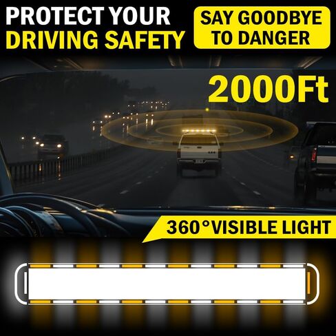 ASPL 53 inch 260 LED Low Profile Rooftop Strobe Lights Bar High Intensity Emergency Warning Flashing Beacon Snow Plow Light Traffic Advisor Car Hazard Construction Roof Lights Bars (Amber/White) in Kuwait