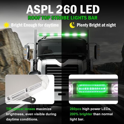 ASPL 53 inch 260 LED Low Profile Rooftop Strobe Lights Bar High Intensity Emergency Warning Flashing Beacon Snow Plow Light Traffic Advisor Car Hazard Construction Roof Lights Bars (Amber/White) in Kuwait