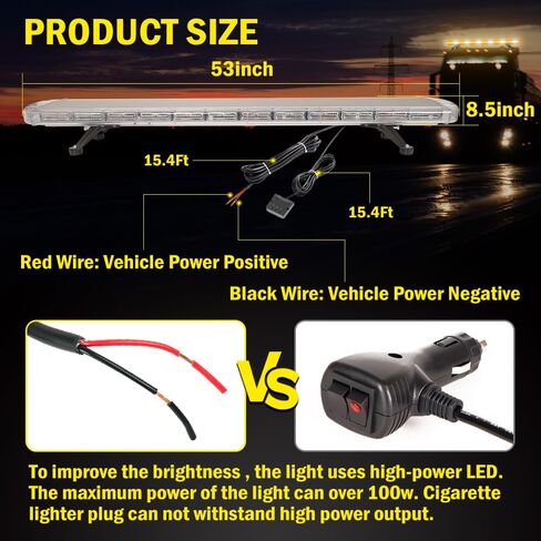 ASPL 53 inch 260 LED Low Profile Rooftop Strobe Lights Bar High Intensity Emergency Warning Flashing Beacon Snow Plow Light Traffic Advisor Car Hazard Construction Roof Lights Bars (Amber/White) in Kuwait