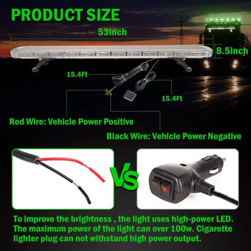 ASPL 53 inch 260 LED Low Profile Rooftop Strobe Lights Bar High Intensity Emergency Warning Flashing Beacon Snow Plow Light Traffic Advisor Car Hazard Construction Roof Lights Bars (Amber/White) in Kuwait