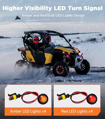 مجموعة إشارة الانعطاف UTV ATV مع قرن 110D، سلكي مسبقًا، التوصيل والتشغيل UTV Universal Street Legal Kit مع ضوء المخاطر، طقم وامض مع مفتاح متأرجح متوافق مع Polaris RZR Can-Am CFMOTO in Kuwait