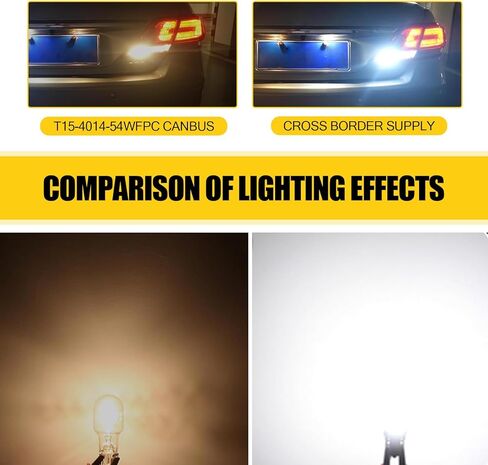 2 PCS Car T15 921 LED Reversing Light, 4014-54WFPC Decoded CANBUS High-bright Bulb Replacement, Efficient Heat Dissipation 1:1 Plug and Play Installation Bulb, Universal for Cars (White) in Saudi Arabia