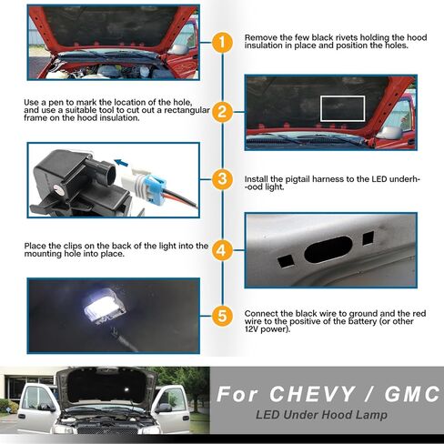NSLUMO LED مجموعة مصابيح تحت غطاء محرك السيارة لعام 2003-2006 GMC Sierra/Chevy Silverado 1500 2500 3500 بيك اب، 6000K 18-SMD مجموعة مصابيح مقصورة محرك غطاء المحرك الأبيض OEM ‎12450086 in Kuwait