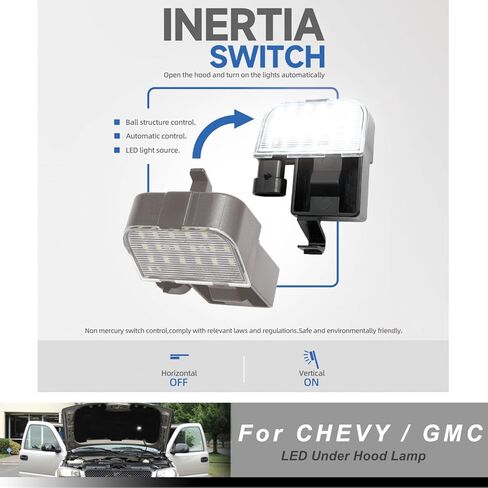 NSLUMO LED مجموعة مصابيح تحت غطاء محرك السيارة لعام 2003-2006 GMC Sierra/Chevy Silverado 1500 2500 3500 بيك اب، 6000K 18-SMD مجموعة مصابيح مقصورة محرك غطاء المحرك الأبيض OEM ‎12450086 in Kuwait