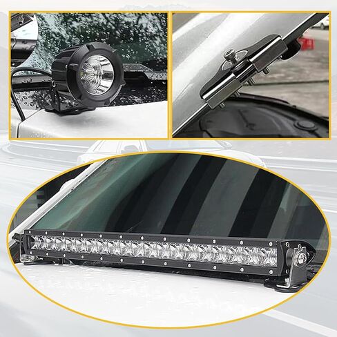 2 قطعة من دعامات تثبيت شريط الضوء LED، غطاء قابل للتعديل، دعامة تثبيت ضوء العمل LED، ملحقات الطرق الوعرة، دعامات إضاءة للشاحنة على الطرق الوعرة (أسود) in Saudi Arabia