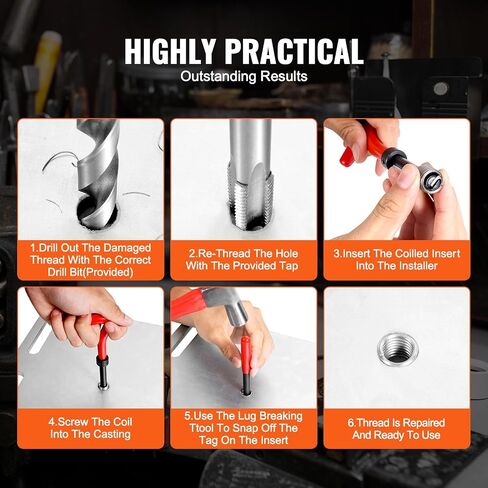 VEVOR Thread Repair Kit - 166Piece Metric HSS Drill Helicoil Repair Kit - M5 M6 M8 M10 M12 Portable Rethreading Tool Kit - Thread Inserts Taps Breakoff Installation Tools in Saudi Arabia