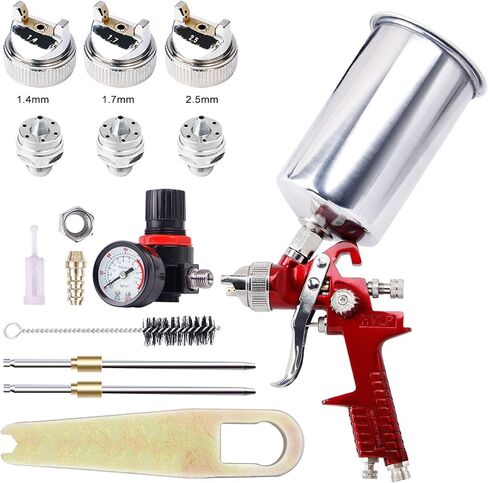 BANG4BUCK High Performance HVLP Gravity Feed Spray Gun with 1.4mm 1.7mm 2.5mm Fluid Tips, 1000cc Aluminum Cup for Auto Paint, Primer, Clear/Top Coat & Touch-Up in Saudi Arabia