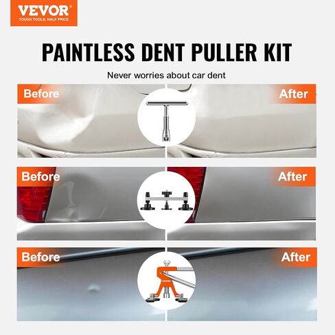 VEVOR 117 PCS Dent Removal Kit, Paintless Dent Repair Kit with Golden Lifter, Bridge Puller, Slide Hammer T-bar Dent Puller, Suction Cup Dent Puller for Auto Body Dents, Hail Damage, Door Ding in Saudi Arabia