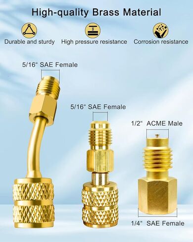 طقم قارنة التوصيل السريع لمحول AC R134A، R134a إلى R22/410a يمكن الاستفادة من محول الصمامات R134a إلى R1234YF محول التحويل، مع مزيل قلب الصمام in Saudi Arabia