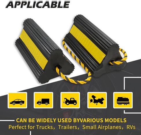 Vacallity Wheel Chocks for Travel Trailers, Sturdiness Heavy Duty Solid Rubber Camper Trailer RV Wheel Chock Blocks, Aircraft Truck Car tire Stopper, Wheel Immobilizers & Chocks, Trailer Accessory in Saudi Arabia