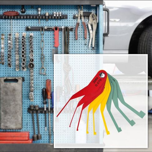 9-Piece Metal Brake Pad Gauge Set, Brake Gauge Measure Tool to Quickly Measure Brake Pad Wear, Brake Pad Thickness Gauge for Most Cars, Easy to Read Color Coded - 2mm to 12mm in Saudi Arabia