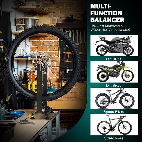 Motorcycle Wheel Balance Stand, Heavy-Duty Single-Axle Wheel Balancing Tool for Static & Dynamic Tire Alignment, Balancer for Sport and Dirt Bike Wheels in Kuwait