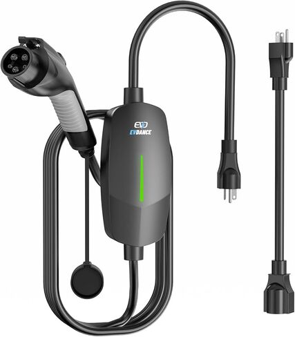 شاحن EV من المستوى 1&2، شاحن محمول للمركبات الكهربائية مع كابل 25FT، محطة شحن EV منزلية للسيارات الكهربائية J1772، 16 أمبير 110 فولت - 240 فولت، NEMA 6-20 وNEMA 5-15 Plug in Saudi Arabia