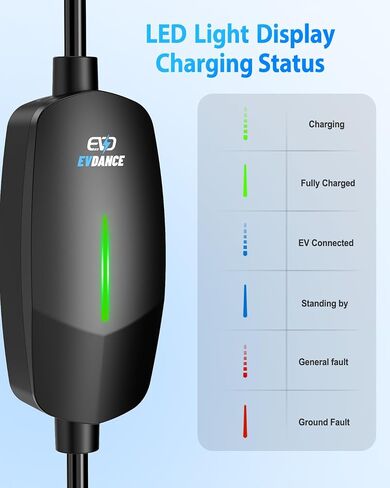 شاحن EV من المستوى 1&2، شاحن محمول للمركبات الكهربائية مع كابل 25FT، محطة شحن EV منزلية للسيارات الكهربائية J1772، 16 أمبير 110 فولت - 240 فولت، NEMA 6-20 وNEMA 5-15 Plug in Saudi Arabia