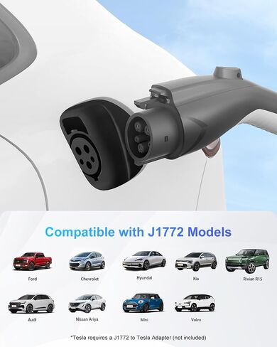 شاحن EV من المستوى 1&2، شاحن محمول للمركبات الكهربائية مع كابل 25FT، محطة شحن EV منزلية للسيارات الكهربائية J1772، 16 أمبير 110 فولت - 240 فولت، NEMA 6-20 وNEMA 5-15 Plug in Saudi Arabia