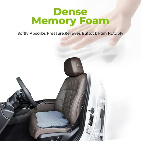 وسادة مقعد السيارة إسفين للقيادة وتوسيع الرؤية من خلال الظهر المرتفع - وسادة مقعد سيارة ناعمة وكثيفة من إسفنج الذاكرة لسائق مقعد السيارة / الركاب توفر الراحة والإغاثة لآلام عرق النسا والورك والعصعص (أسود) in Kuwait