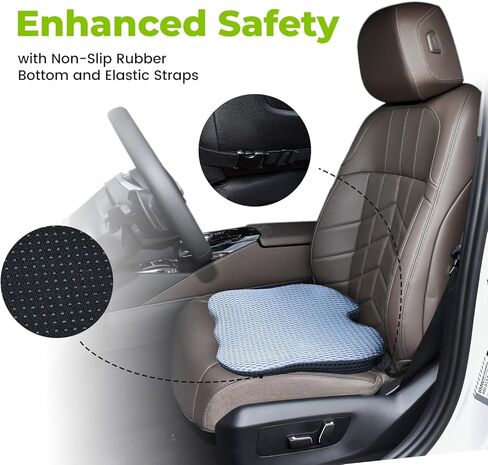 وسادة مقعد السيارة إسفين للقيادة وتوسيع الرؤية من خلال الظهر المرتفع - وسادة مقعد سيارة ناعمة وكثيفة من إسفنج الذاكرة لسائق مقعد السيارة / الركاب توفر الراحة والإغاثة لآلام عرق النسا والورك والعصعص (أسود) in Kuwait