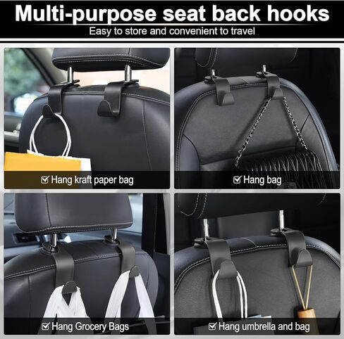 LivTee Car Seat Headrest Hook, Auto Seat Hook Hangers Storage Organizer Interior Accessories for Purse Coats Umbrellas Grocery Bags Handbag, 4-Pack in Saudi Arabia