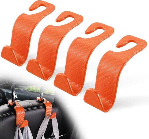 LivTee Car Seat Headrest Hook, Auto Seat Hook Hangers Storage Organizer Interior Accessories for Purse Coats Umbrellas Grocery Bags Handbag, 4-Pack in Saudi Arabia